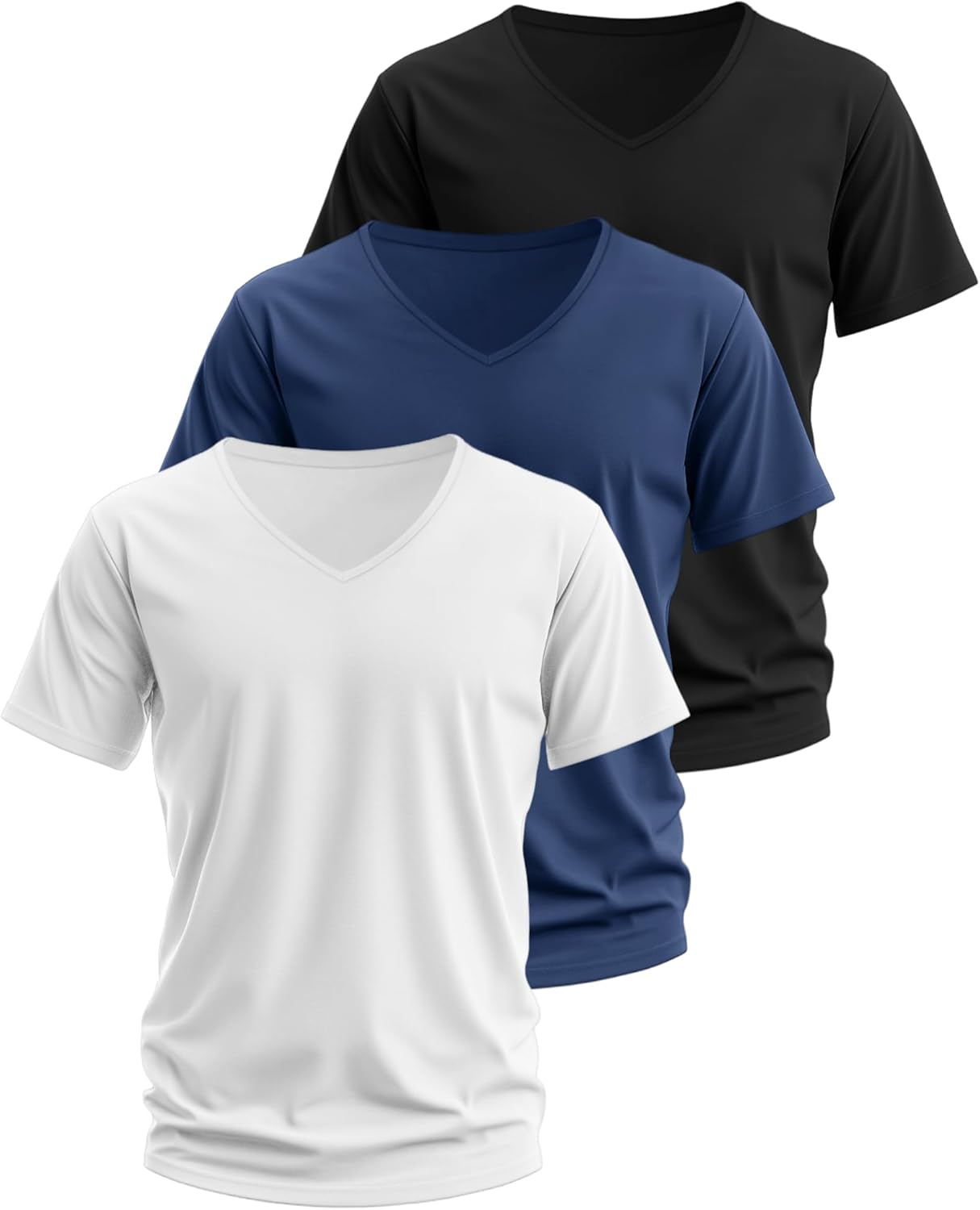 3 Pack Men's Big and Tall Cotton T-Shirts V Neck Short Sleeve Plus Size Tops Casual Oversized Basic Tee